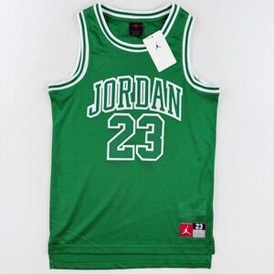 Jordan 23 Basketball Jersey Green White Mesh Tank Kids Size L NWT 95A773